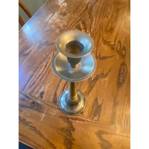 Vintage Two-Tone Brass & Silver Candlestick Holder 9" Tall - Picture 3 of 5